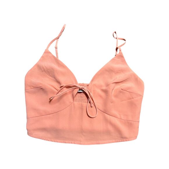 Abercrombie & Fitch, Women's Spaghetti Strap Crop Top, Small, Salmon Pink, NWT - Picture 3 of 7